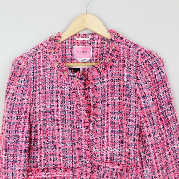 NWT Kate Spade Stud Trim Tweed Jacket - Picture 8 of 12